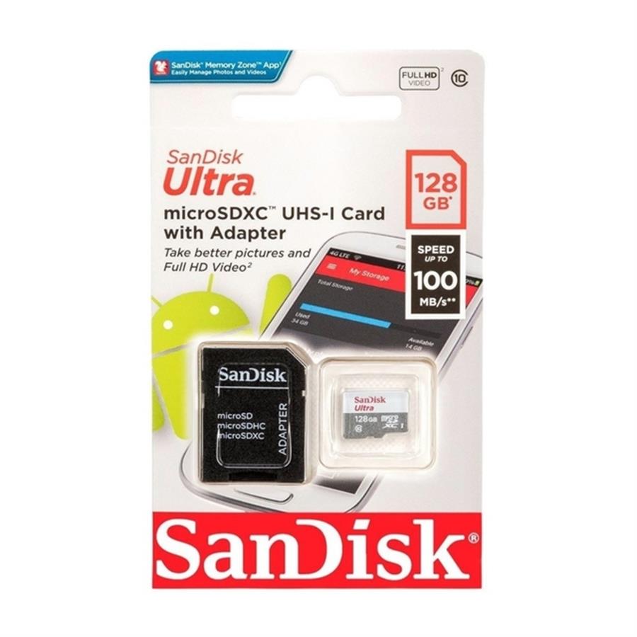 Memoria MicroSd 128GB Sandisk Ultra 100Mb/s Clase 10