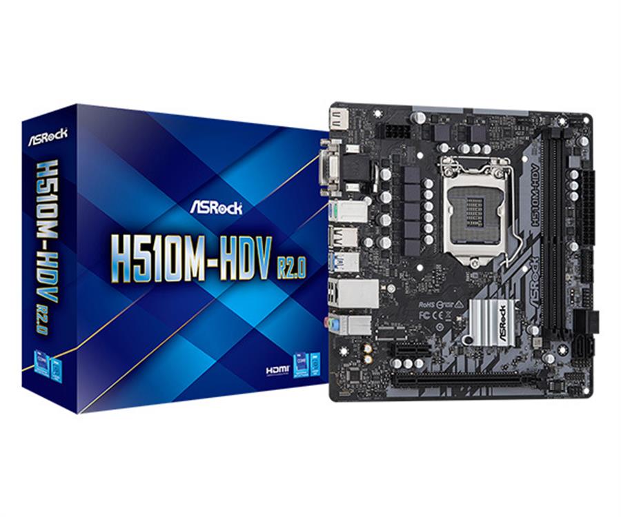 MOTHER ASROCK H510M-HDV R2.0 Intel LGA 1200 (SIN puertos M.2 / NVME)