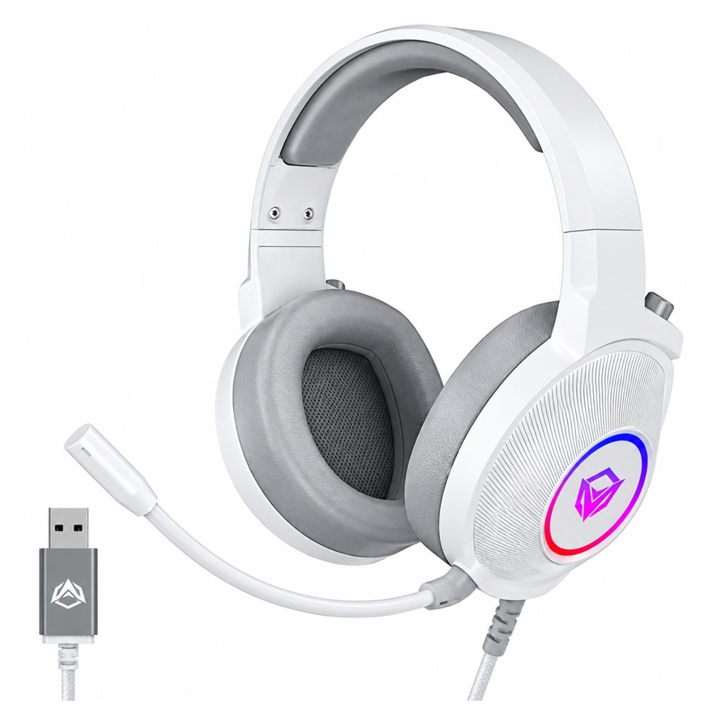 AURICULAR GAMER USB 7.1 MEETION HP012 ILUMINACION RGB WHITE