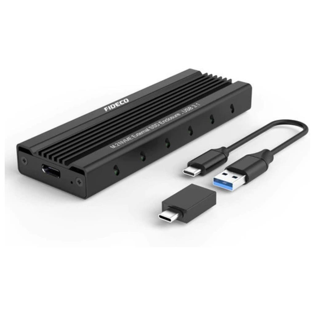 CARRY DISK CASE M2 PCIE NVME SSD USB-C 3.1 10 GBPS FIDECO