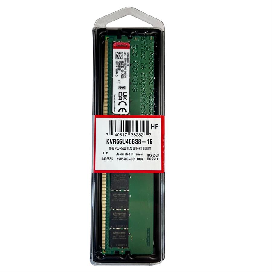 MEMORIA RAM VALUERAM KINGSTON 16GB DDR5 5600MHZ UDIMM KVR56U46BS8-16