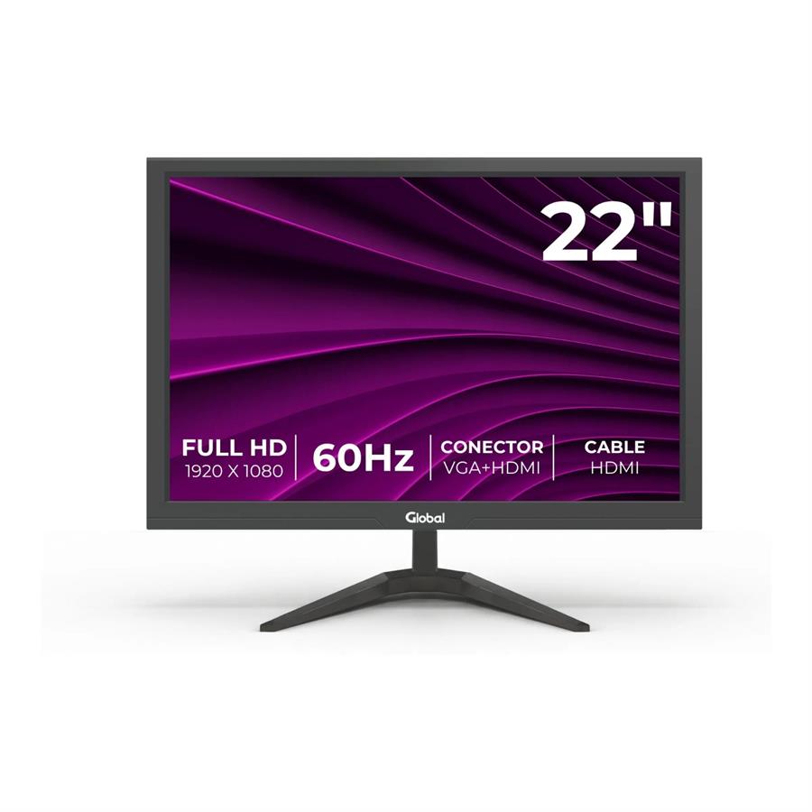 Monitor Global 21.5" FHD 60 Hz HDMI VGA MONI-OFFICE-21.5IFHD Negro