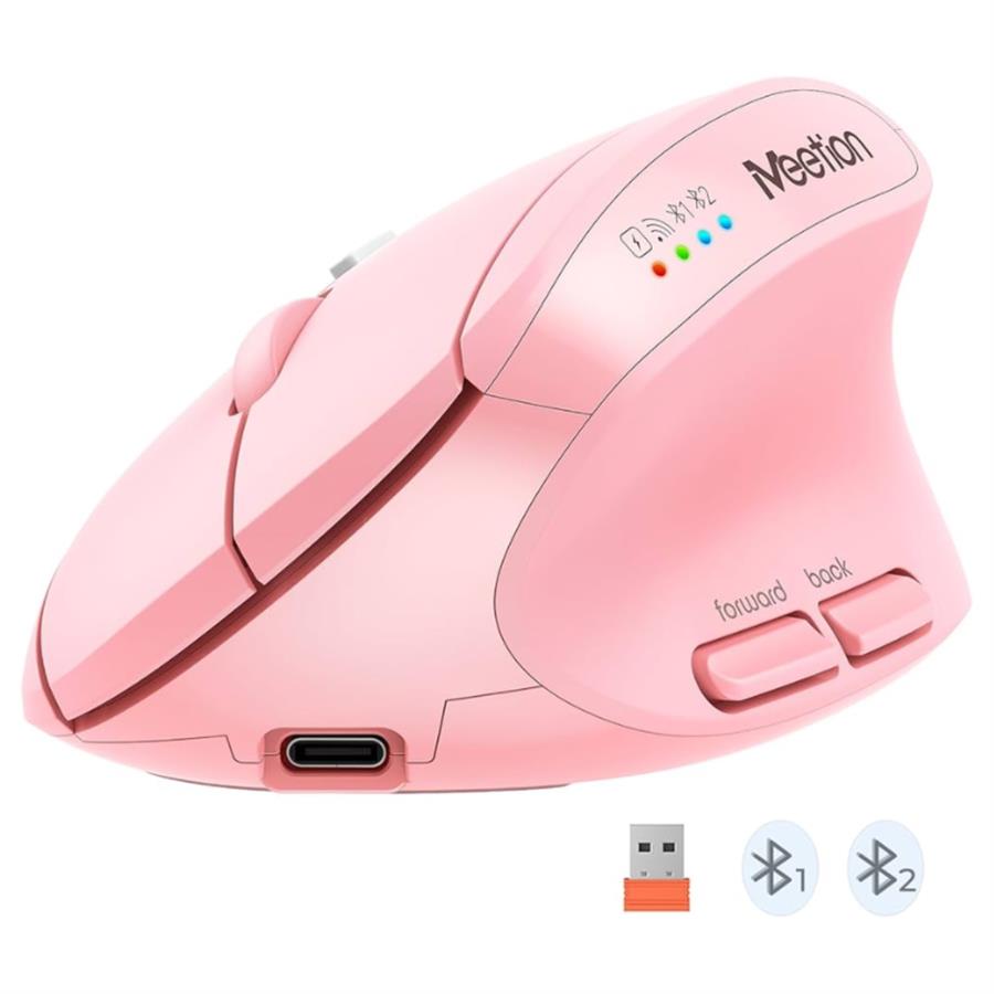 Mouse Inalambrico Ergonomico Meetion BTM008 Bluetooth Pink