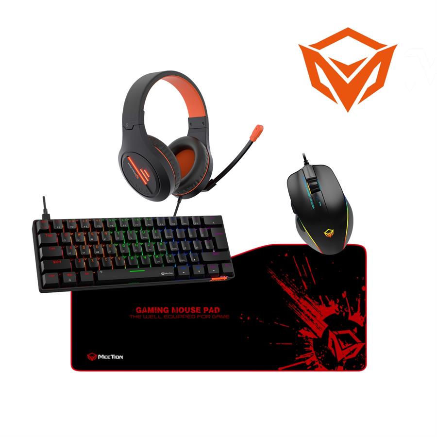 COMBO 1 KIT GAMER PC MEETION TECLADO MECANICO MOUSE AURICULAR NEGRO