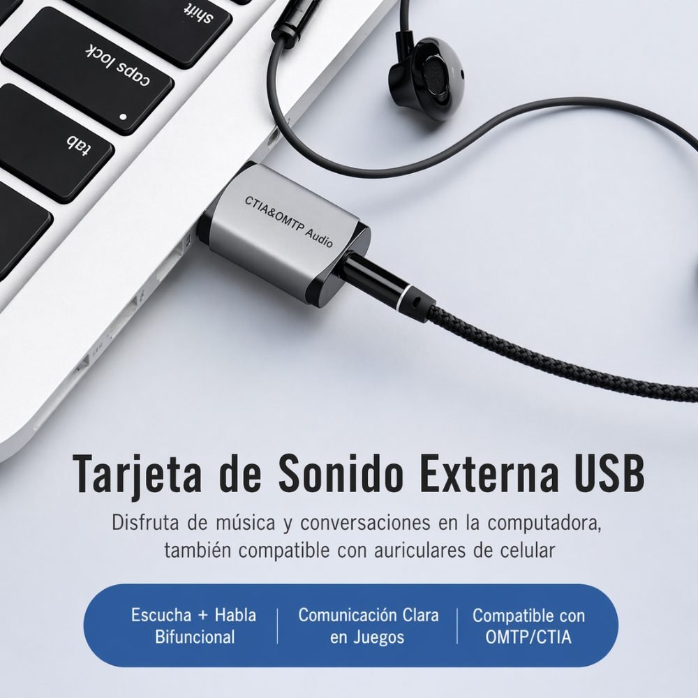 Adaptador Tarjeta de Audio Externo Usb Jack 3.5 Omtp Ctia VENTION