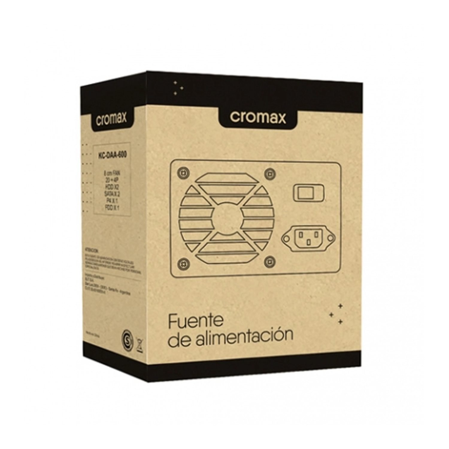 FUENTE DE ALIMENTACION CROMAX 600W ATX 24 PINES KC-DAA-600