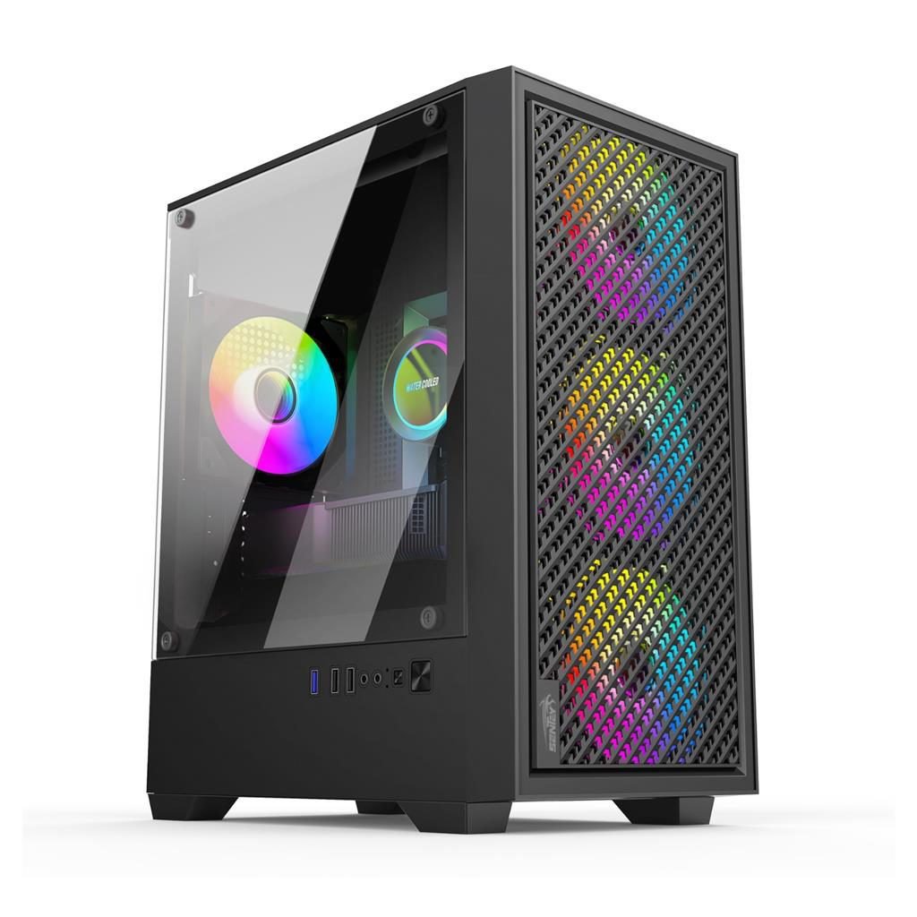GABINETE SENTEY HOLLOW 4 FAN FRGB VIDRIO TEMPLADO HOLLOW-BLKF BLACK