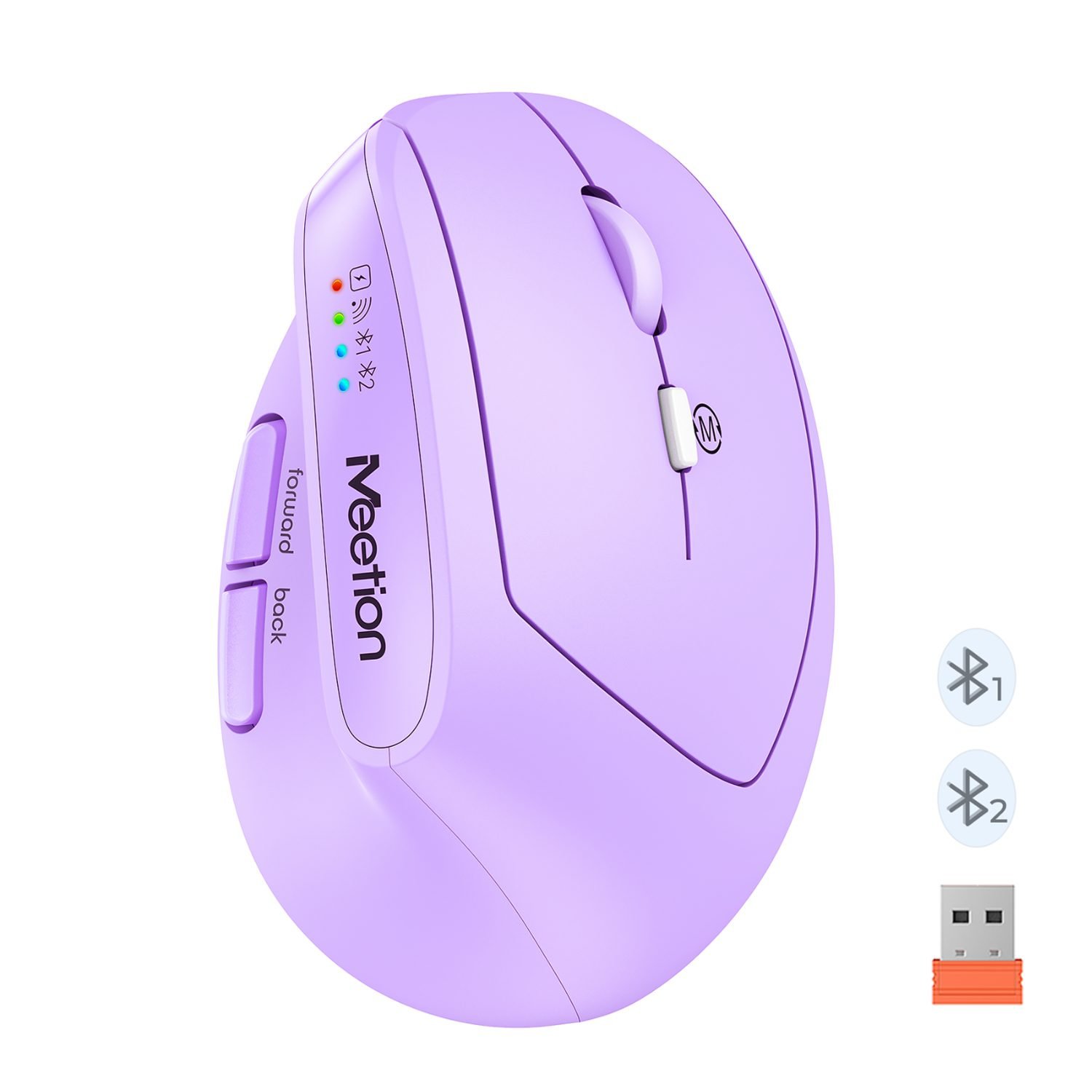 Mouse Inalambrico Ergonomico Meetion BTM008 Bluetooth Purple