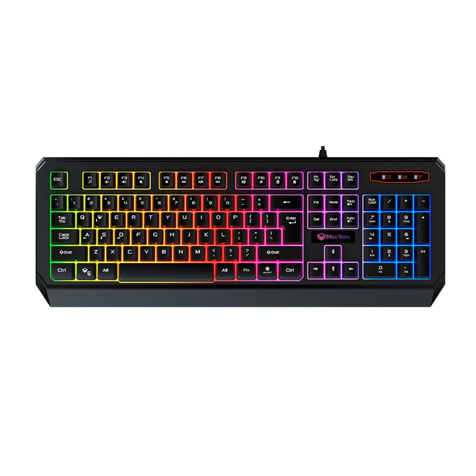 TECLADO GAMER USB RAINBOW INGLES MEETION K9320 NEGRO