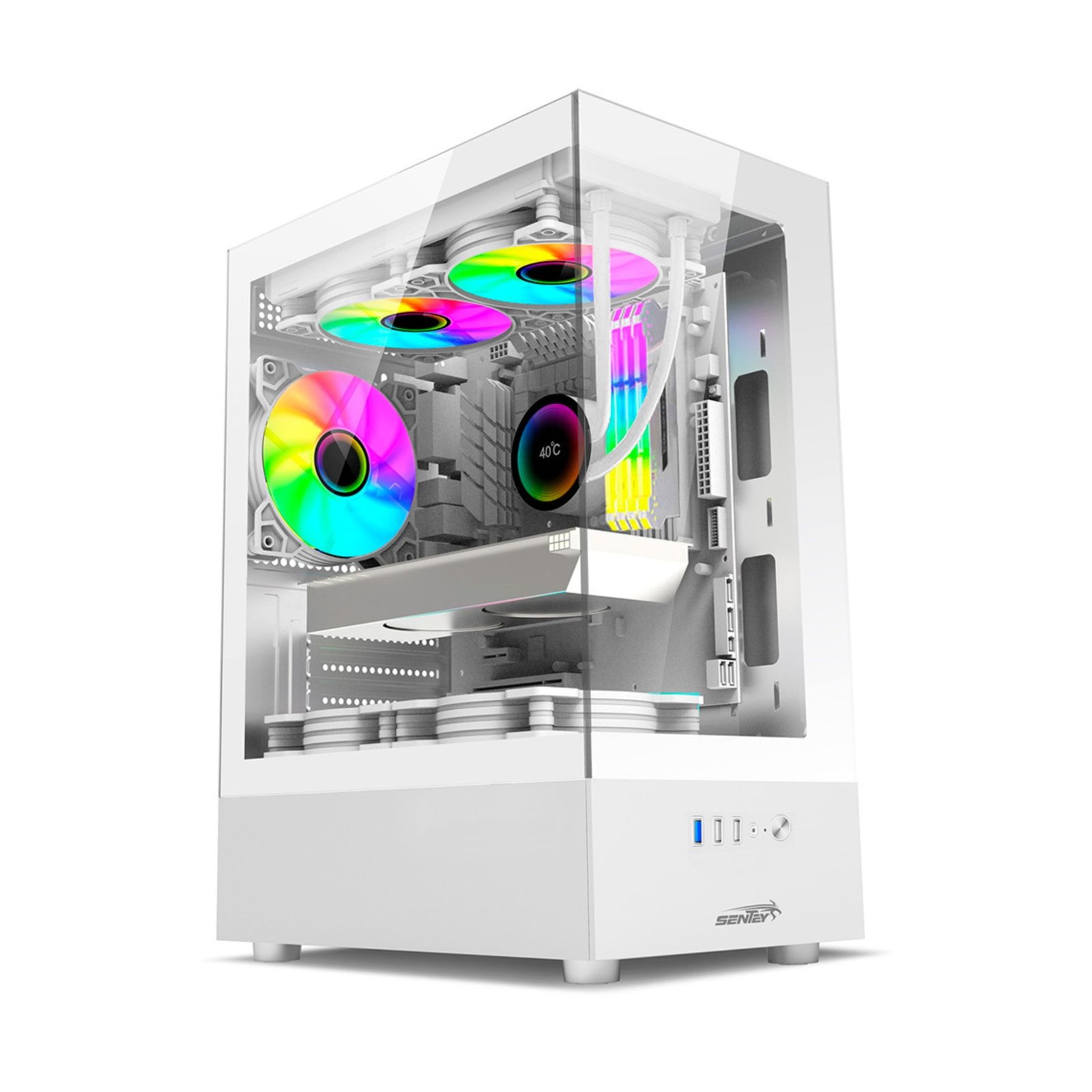 GABINETE SENTEY H10 ARGB WHITE VIDRIO TEMPLADO C/ COOLER