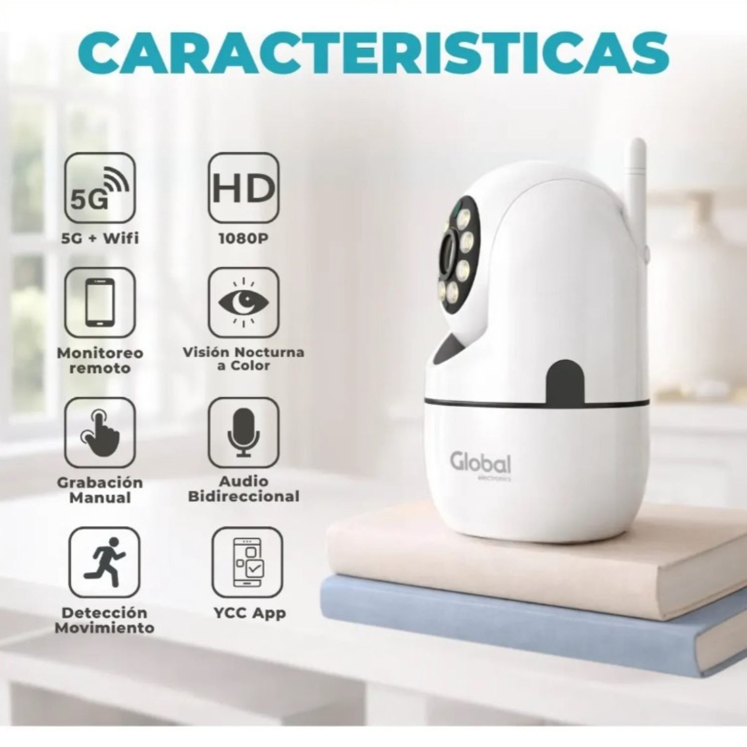 Camara de Seguridad Interior Global 1080p Wi-Fi + 5g Domo