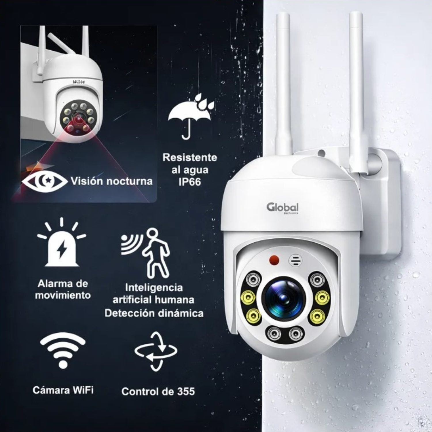 Camara de Seguridad Exterior Con Soporte Global 1080p Wi-Fi