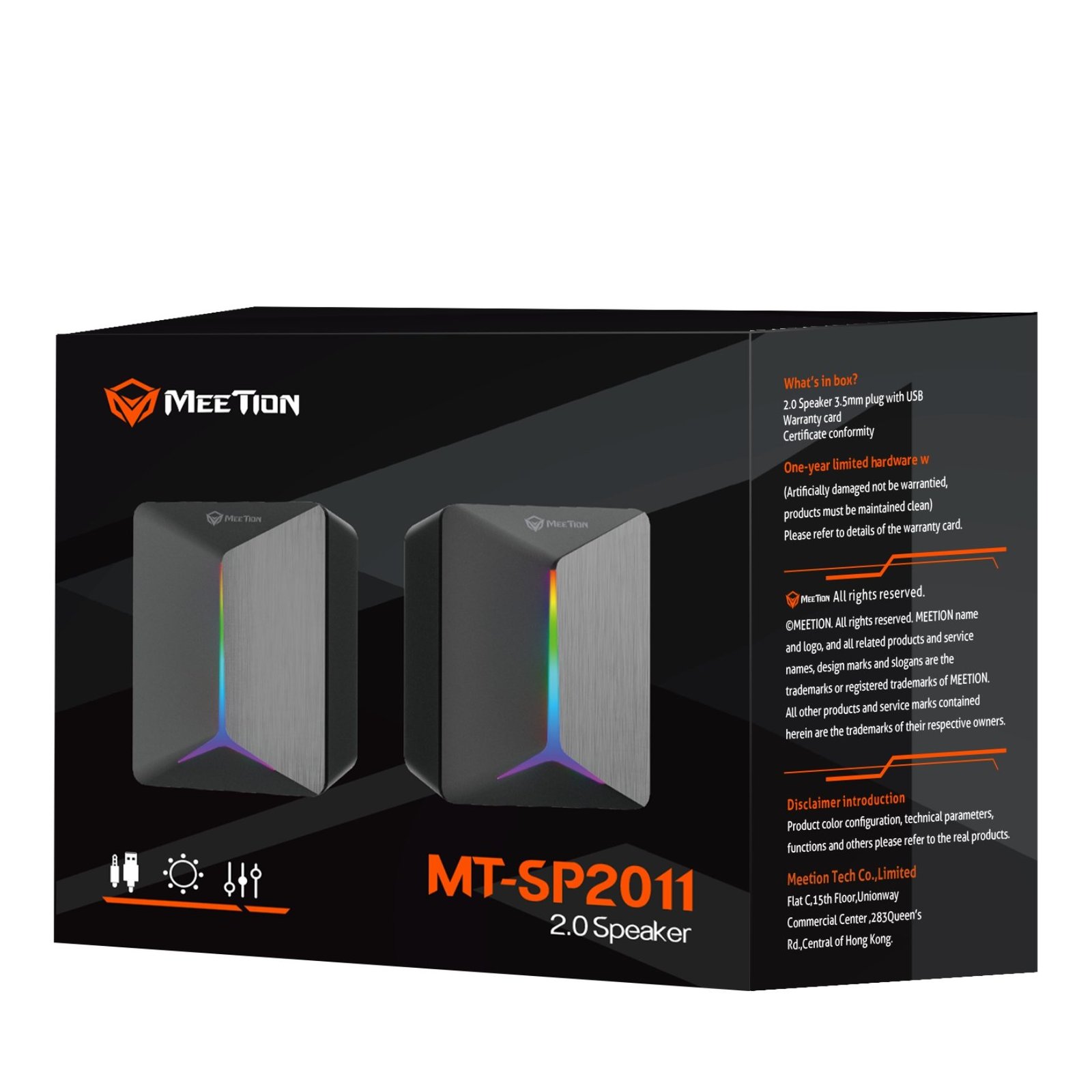 Parlantes RGB USB Meetion SP2011 Negro