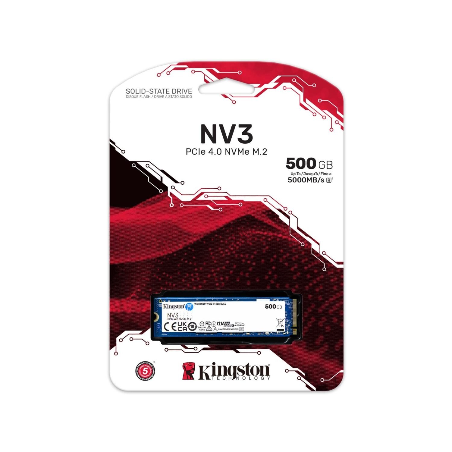 Disco Solido 500GB Nv3 PCIe 4.0 Nvme M.2 5000MB/s Kingston SSD SNV3S/500G