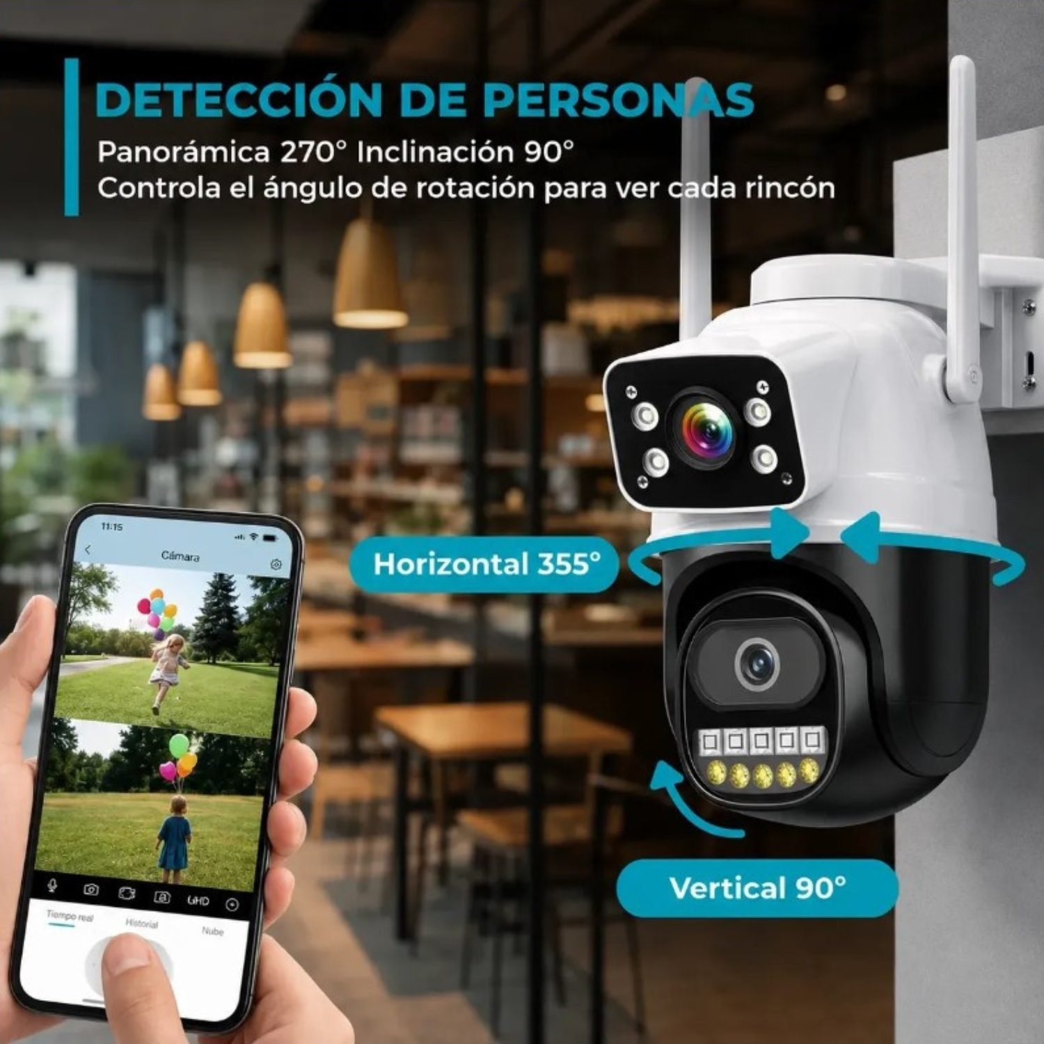 Camara de Seguridad Exterior Con Soporte Global 1080p Wi-Fi Doble Visor