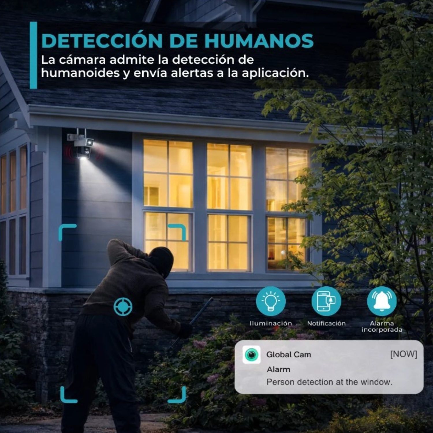 Camara de Seguridad Exterior Con Soporte Global 1080p Wi-Fi Doble Visor