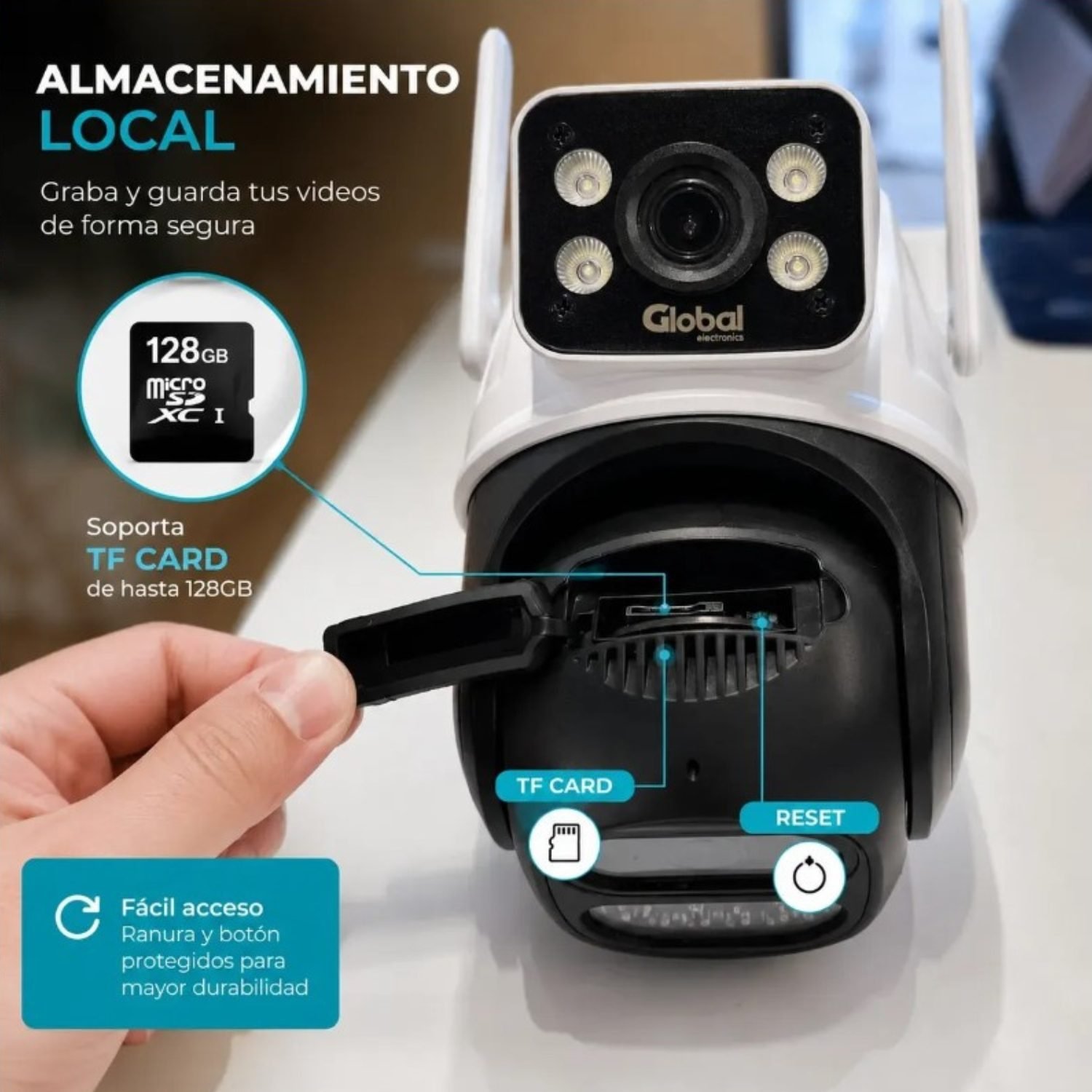 Camara de Seguridad Exterior Con Soporte Global 1080p Wi-Fi Doble Visor